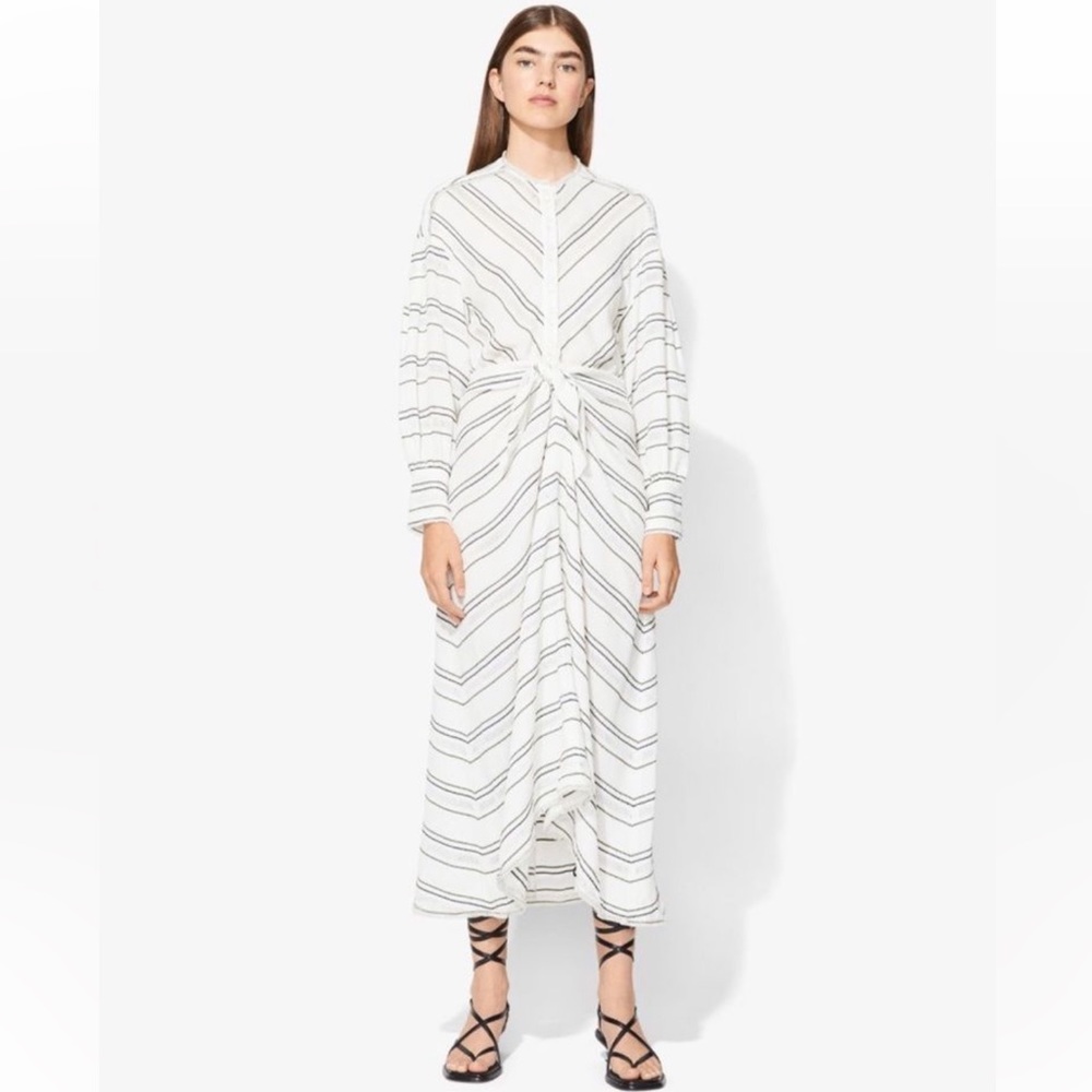 Proenza Schouler Float Crepe White Striped Dress, Sz 2